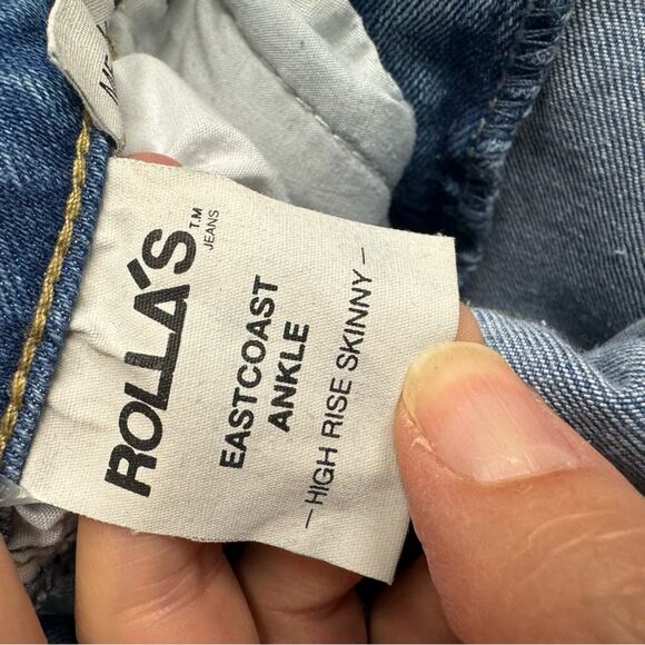 Rolla’s Blue High Rise Skinny Jeans Womens 28 Distressed Eastcoast Ankle Stretch - Picture 11 of 13